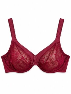 Lilyette Red Lace Lined Underwire Bra – Size 36C EUC
